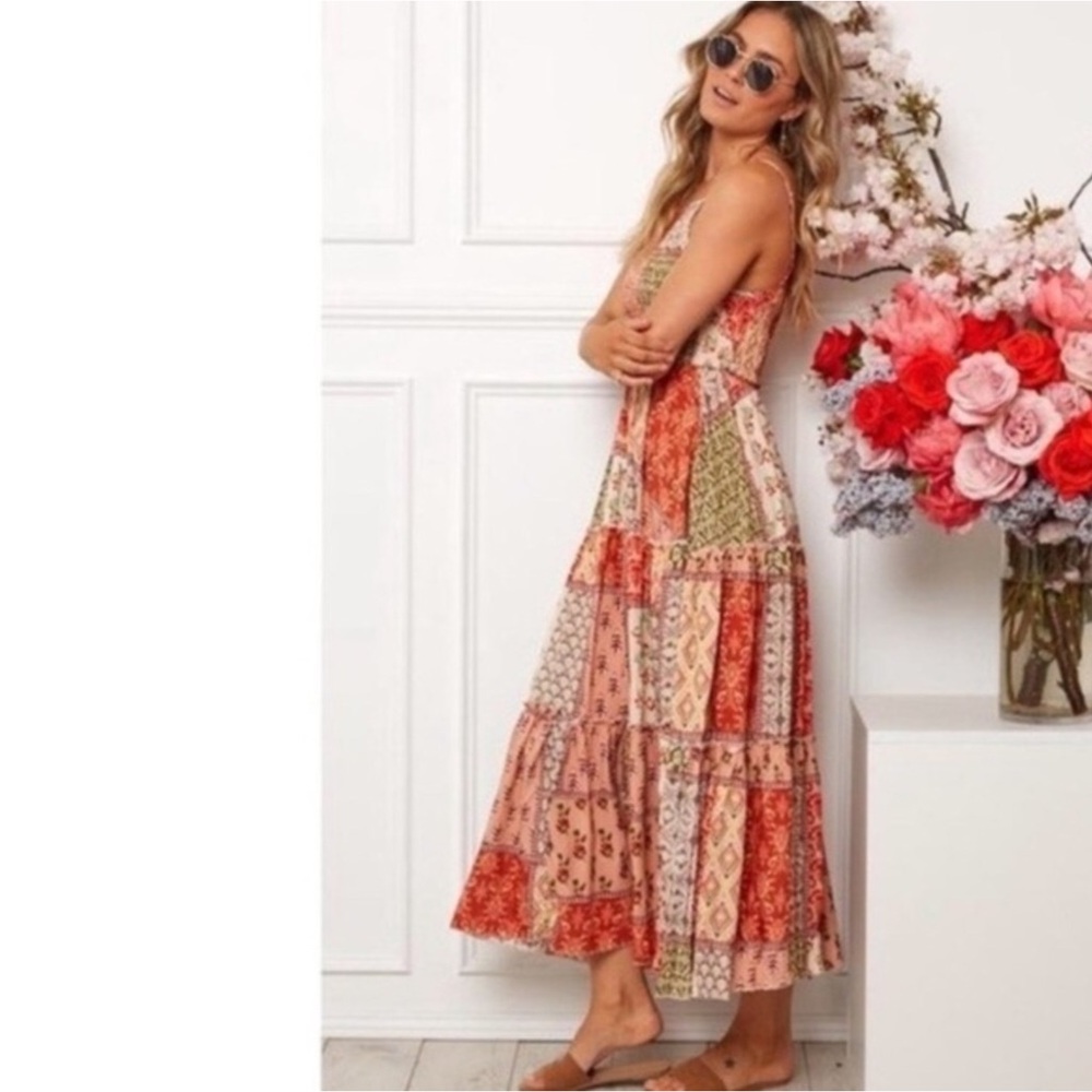 Abel the label patchwork boho midi dress